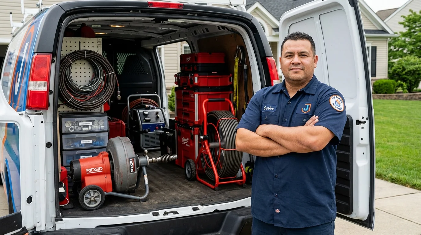 Professional drain cleaning equipment and Johns Plumbing LLC plumber in Harpersville