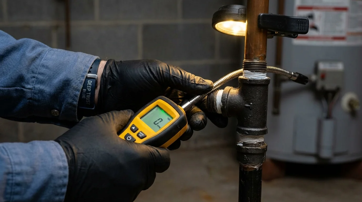 Gas leak detection with electronic sniffer by Johns Plumbing LLC in Harpersville