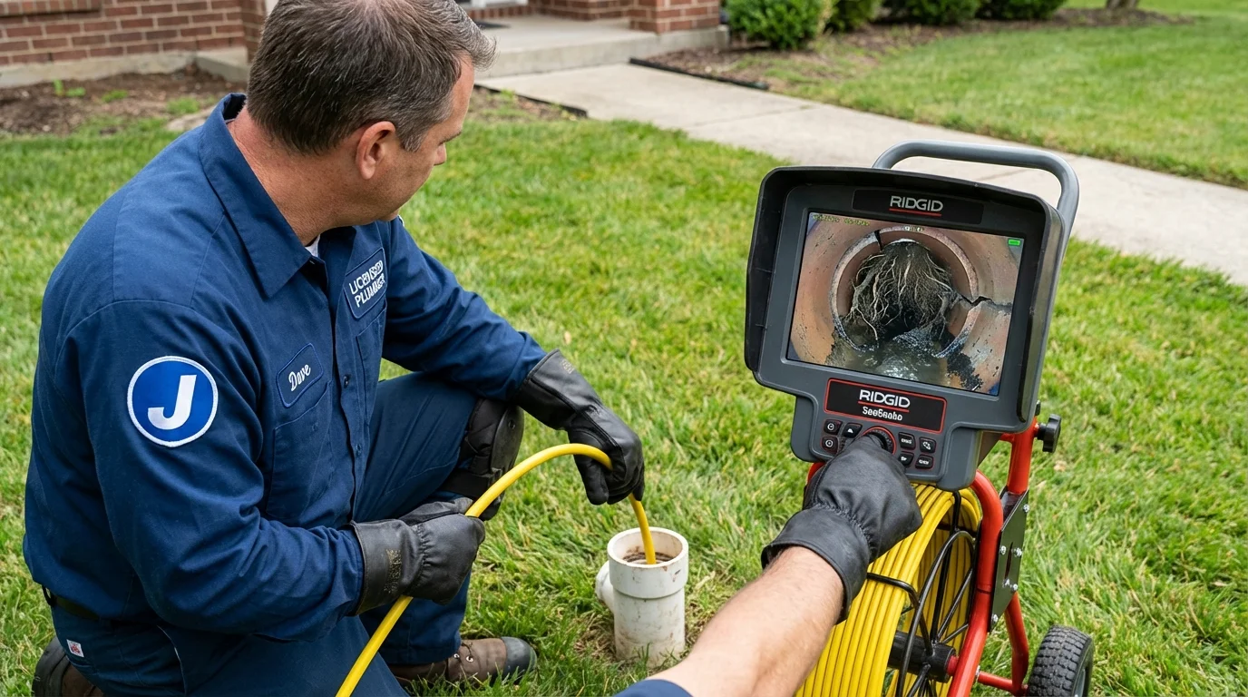 Sewer camera inspection being performed by Johns Plumbing LLC in Harpersville