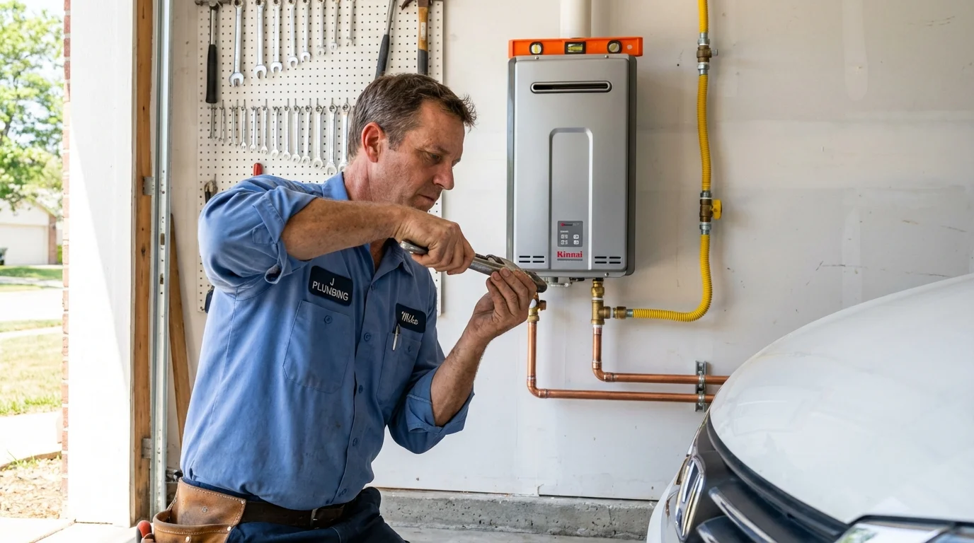 Tankless water heater installation by a Johns Plumbing LLC plumber in Harpersville